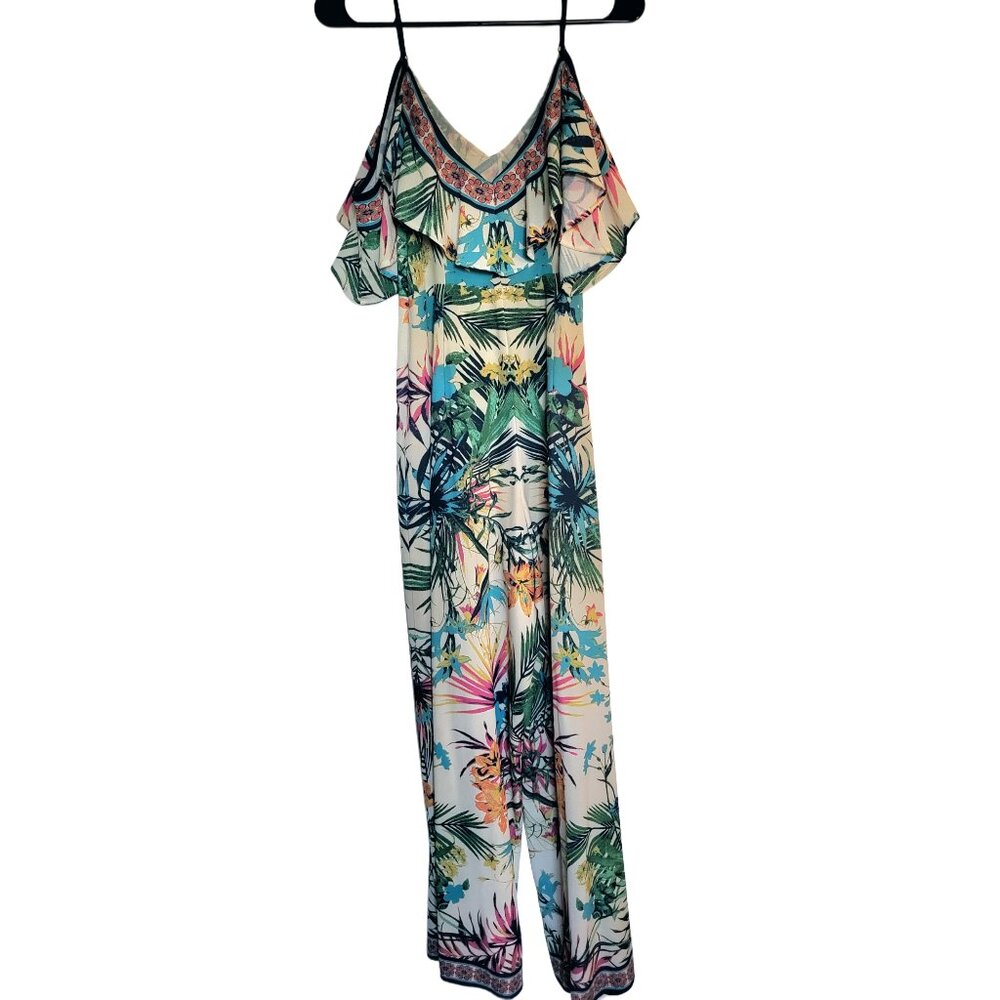 Multicolored Tropical Floral Jumpsuit Vintage Inspired